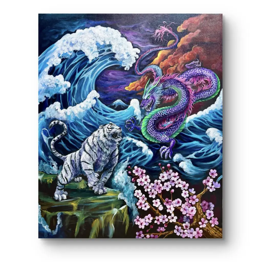 龍虎図の意味とは？陰陽と共鳴を描いた現代アート《龍虎の激浪》作品解説